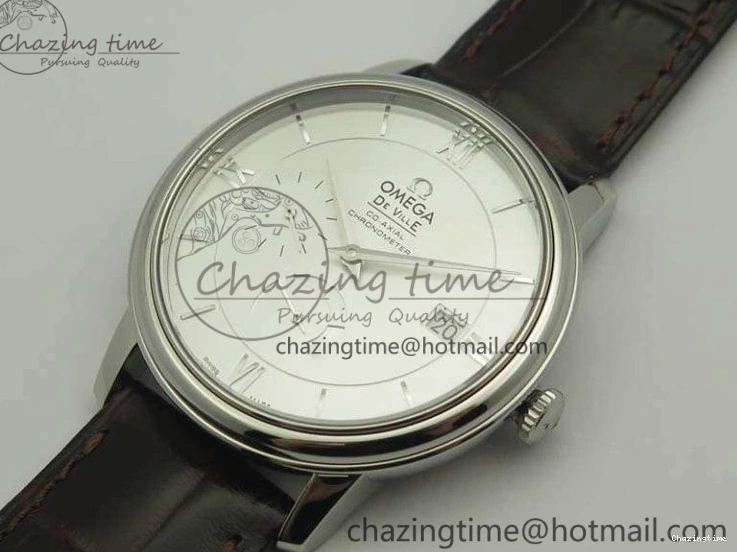 0310 FashionForward De Ville Prestige Real Power Reserve SS TW 1:1 Best Edition White Dial SS Markers On Leather Strap A 8095